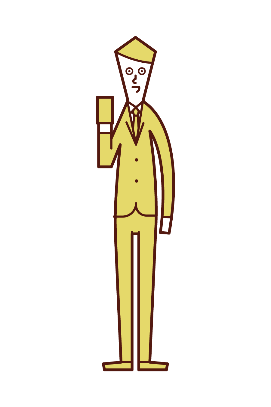Illustration of a man with a smartphone or card