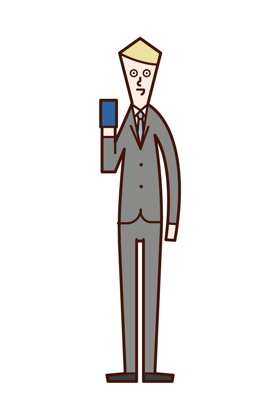 Illustration of a man with a smartphone or card