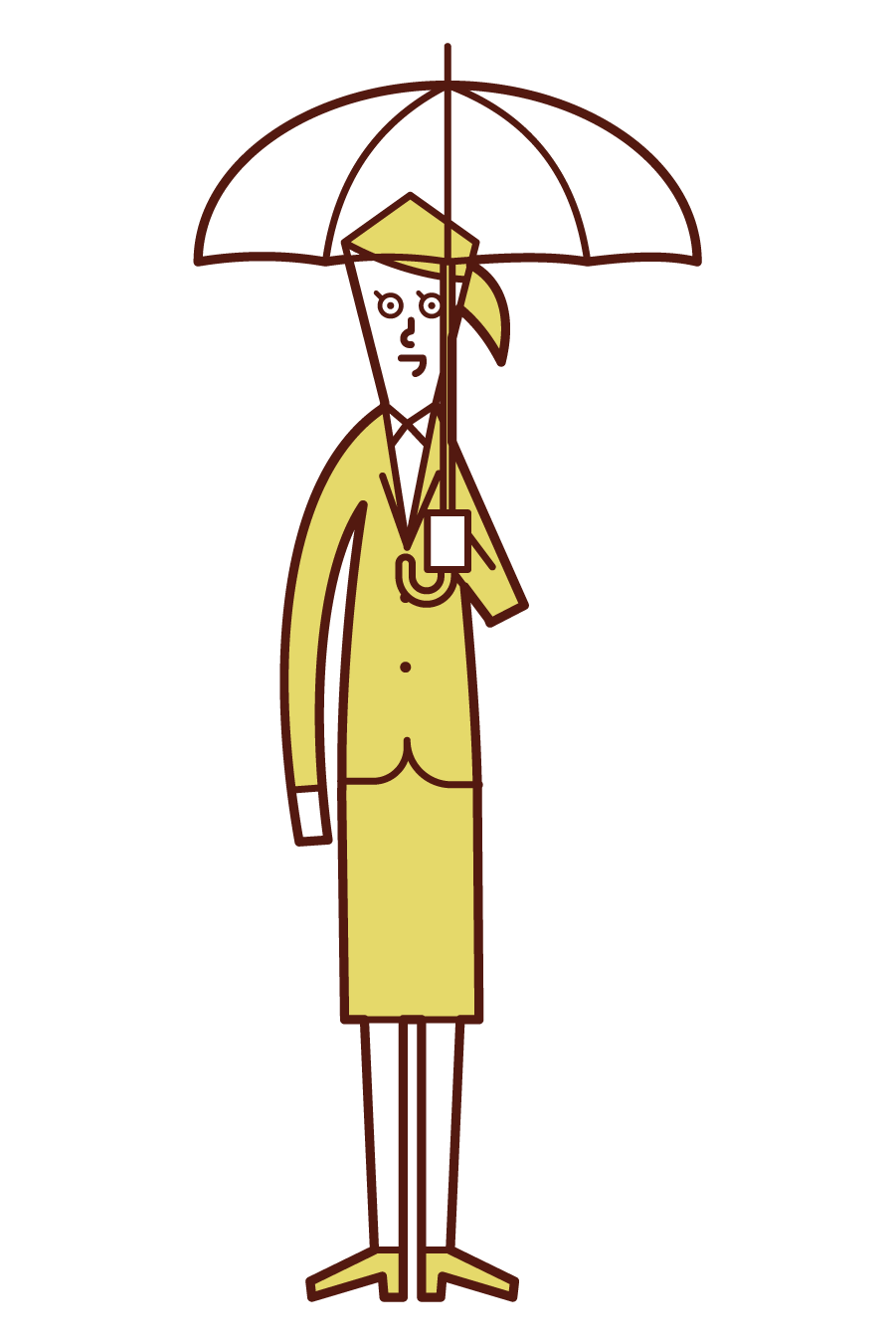 우산을 들고 있는 사람(여성)의 일러스트