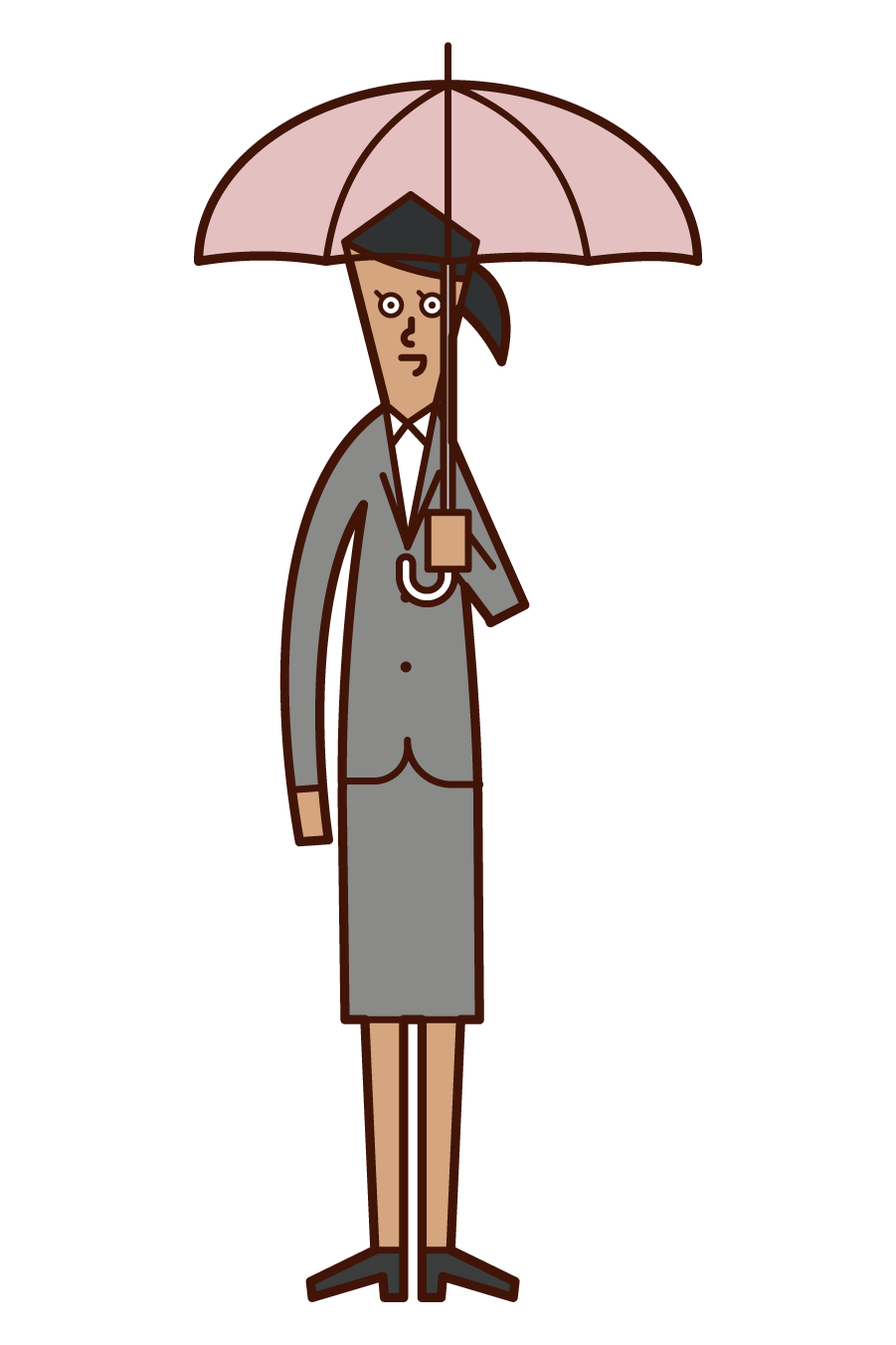 傘をさす人（女性）のイラスト