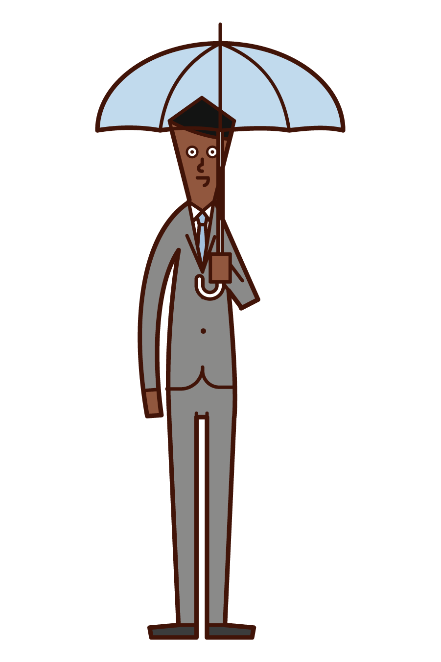 拿著傘的人（男性）的插圖