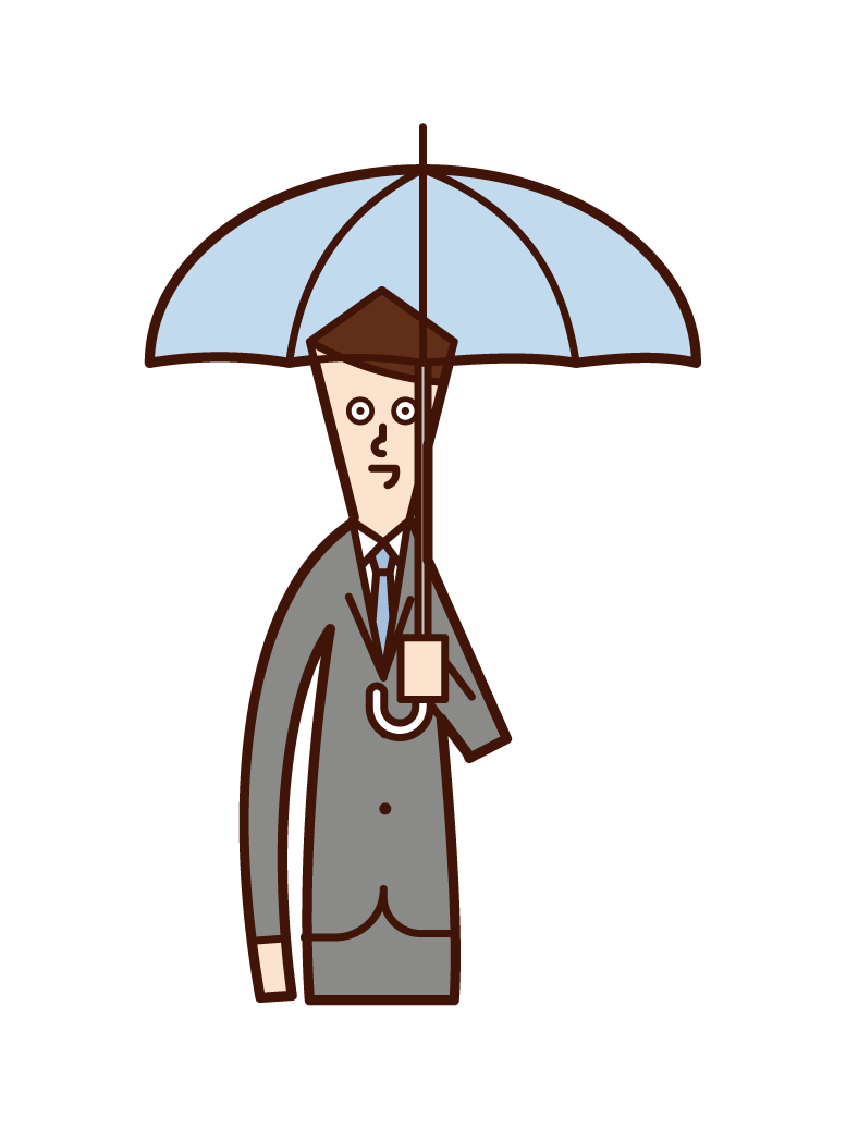 拿著傘的人（男性）的插圖