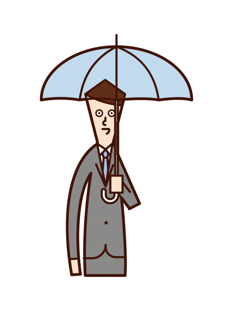 Illustration of a man holding an umbrella