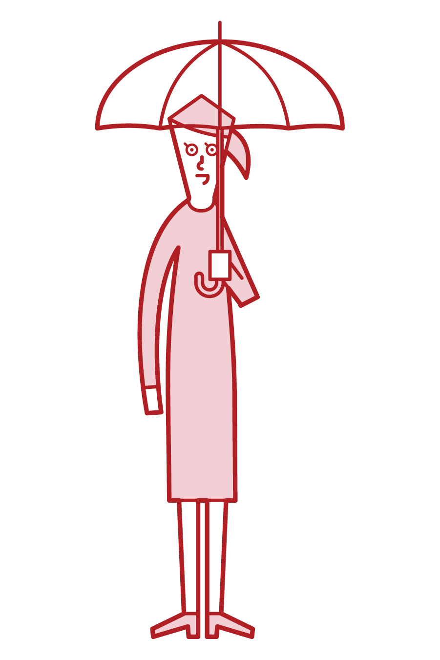 傘をさす人（女性）のイラスト