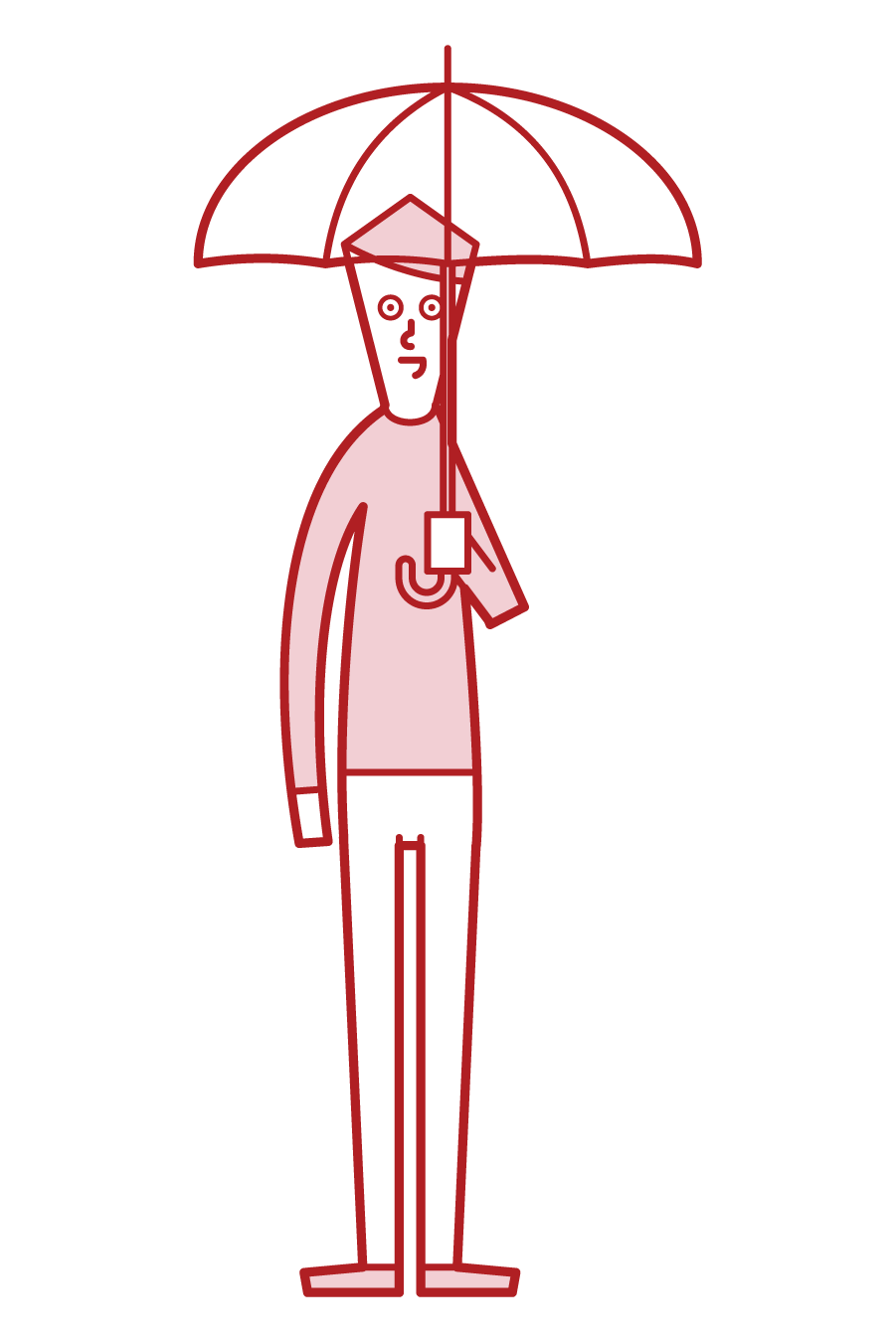 傘をさす人（男性）のイラスト