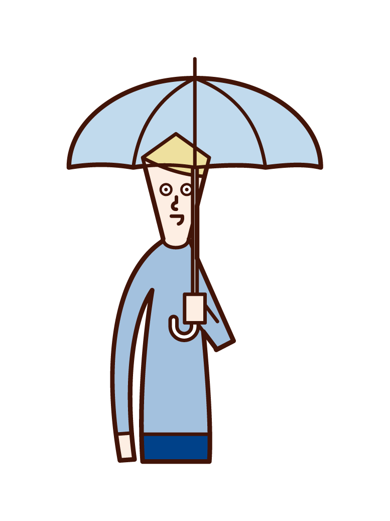Illustration of a man holding an umbrella