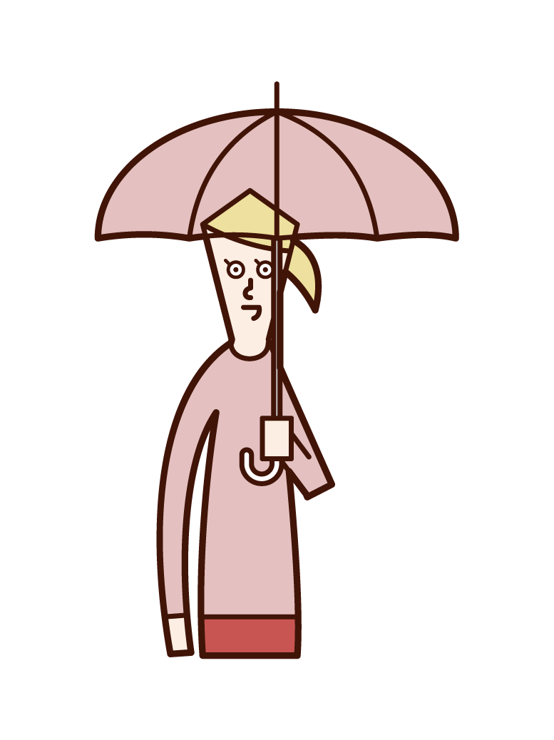傘をさす人（男性）のイラスト