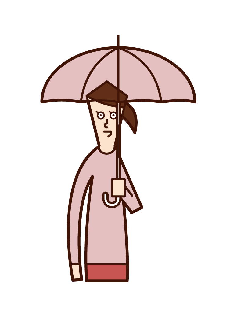 Illustration of a woman holding an umbrella