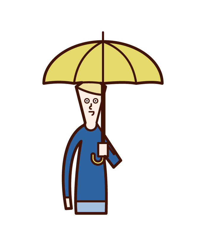 傘をさす子供 男子 のイラスト フリーイラスト素材 Kukukeke ククケケ