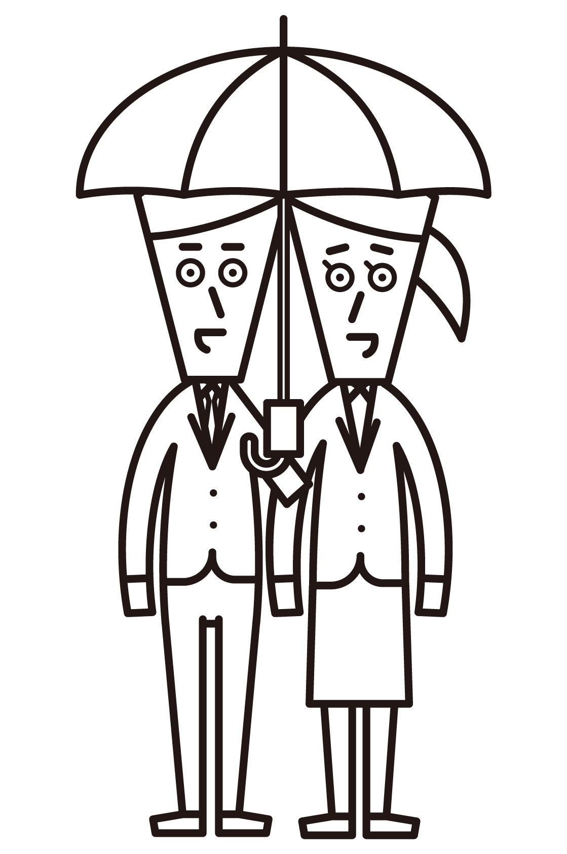 夫婦的插圖，使傘