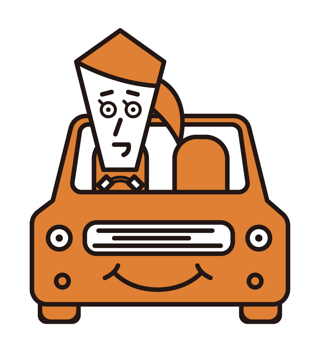 Illustration of a person (woman) driving a car