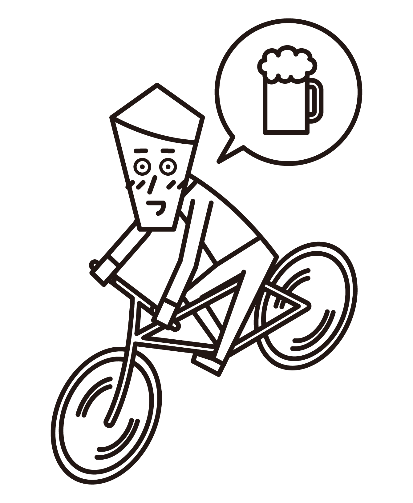 自転車を飲酒運転する人（男性）のイラスト