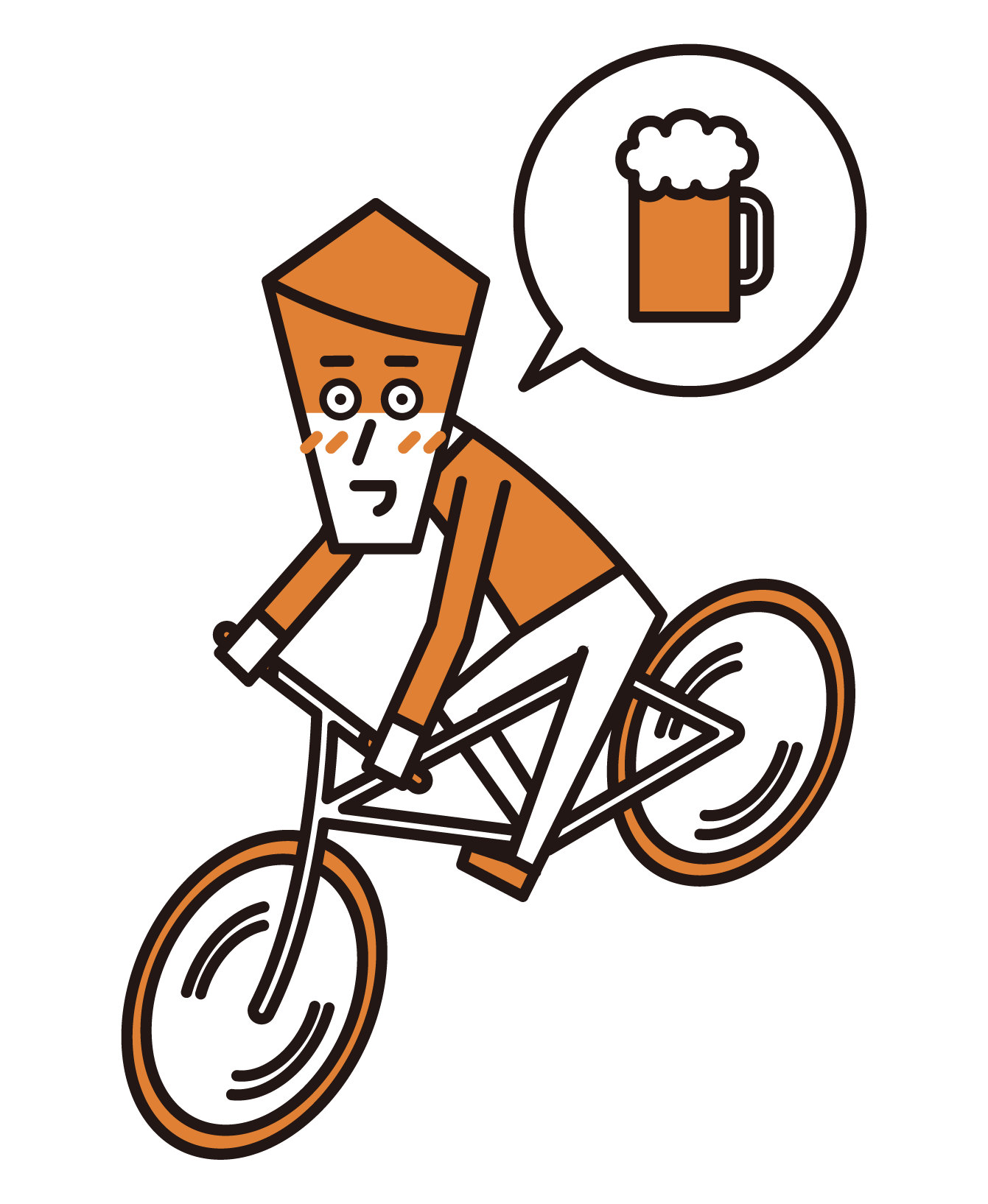 自転車を飲酒運転する人（男性）のイラスト