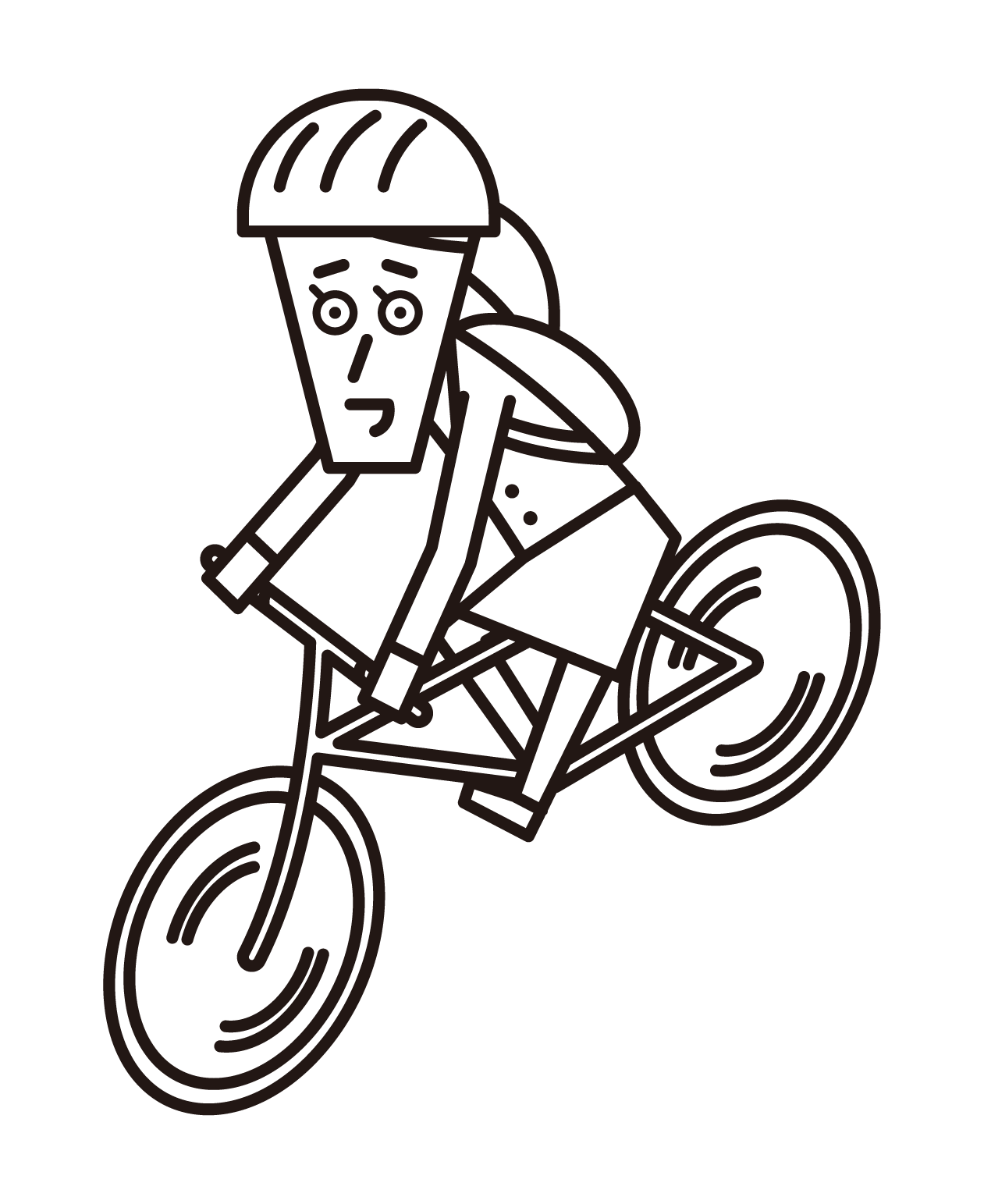 自転車で通勤する人（女性）のイラスト