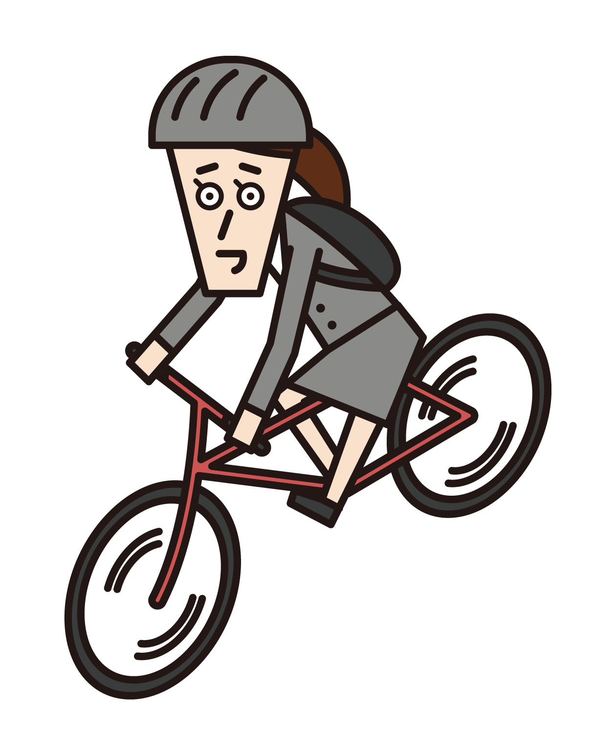 Illustration of a cyclist (male) who is about to collide with a car