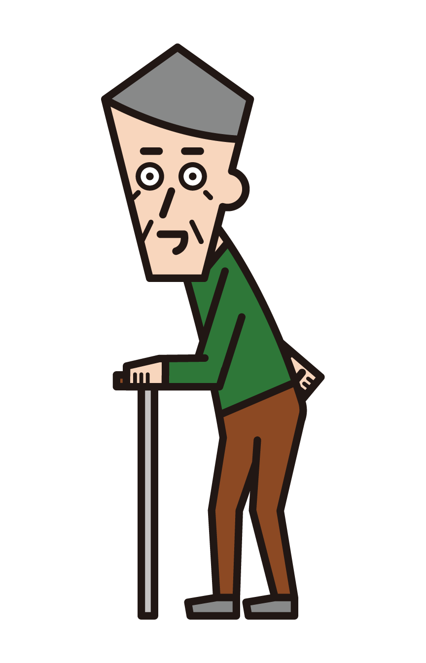 Illustration of an old man with a cane