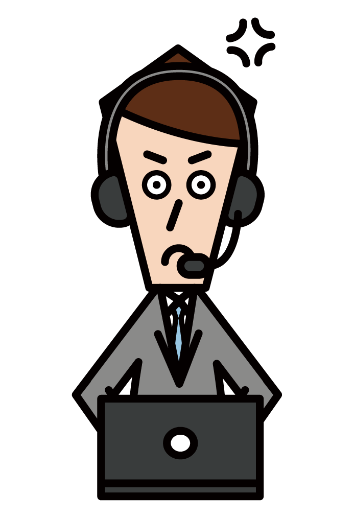 Angry Customer Support Telephone Operator Call Center (Male) Illustration