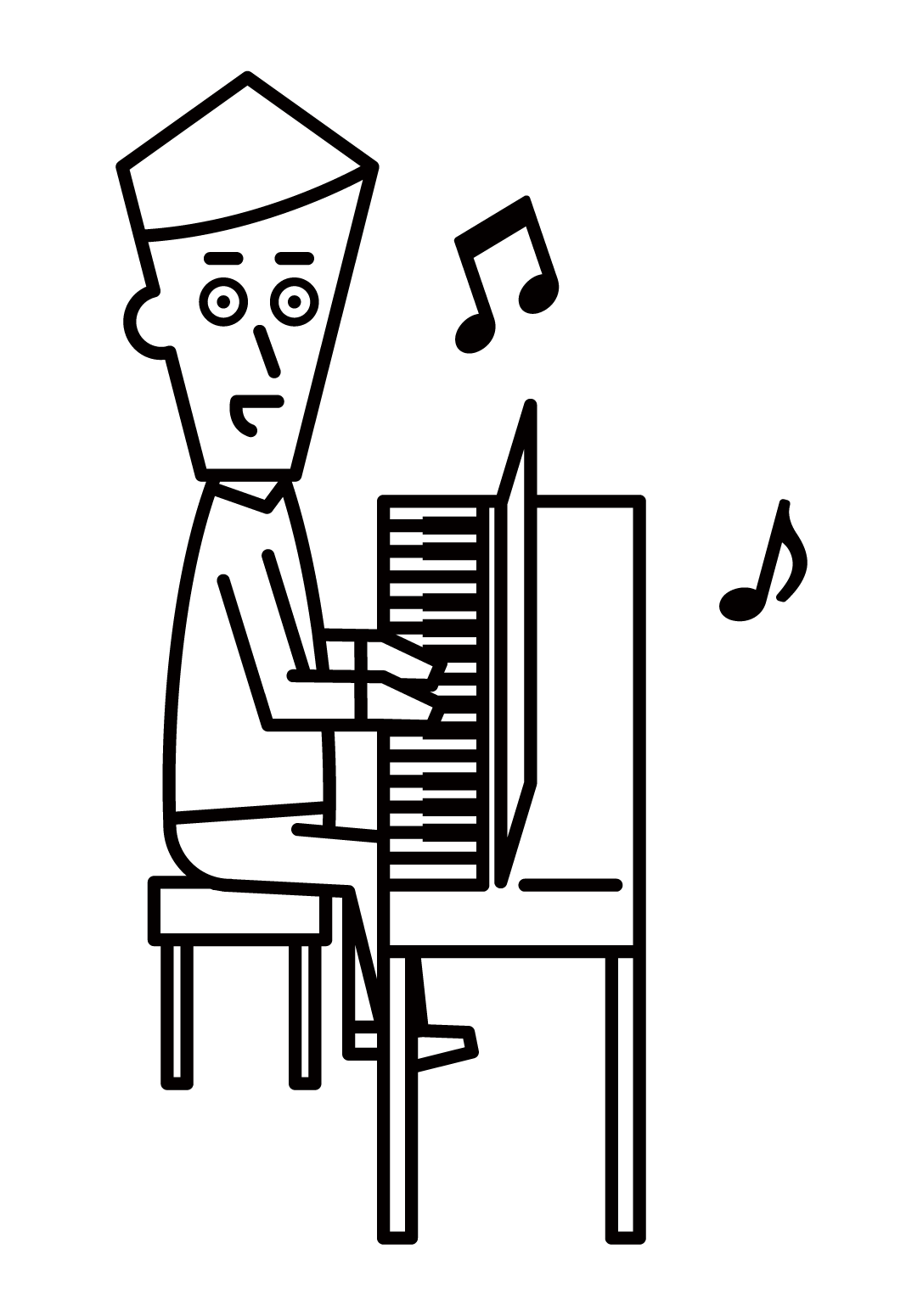 전자 피아노를 연주하는 남자의 그림