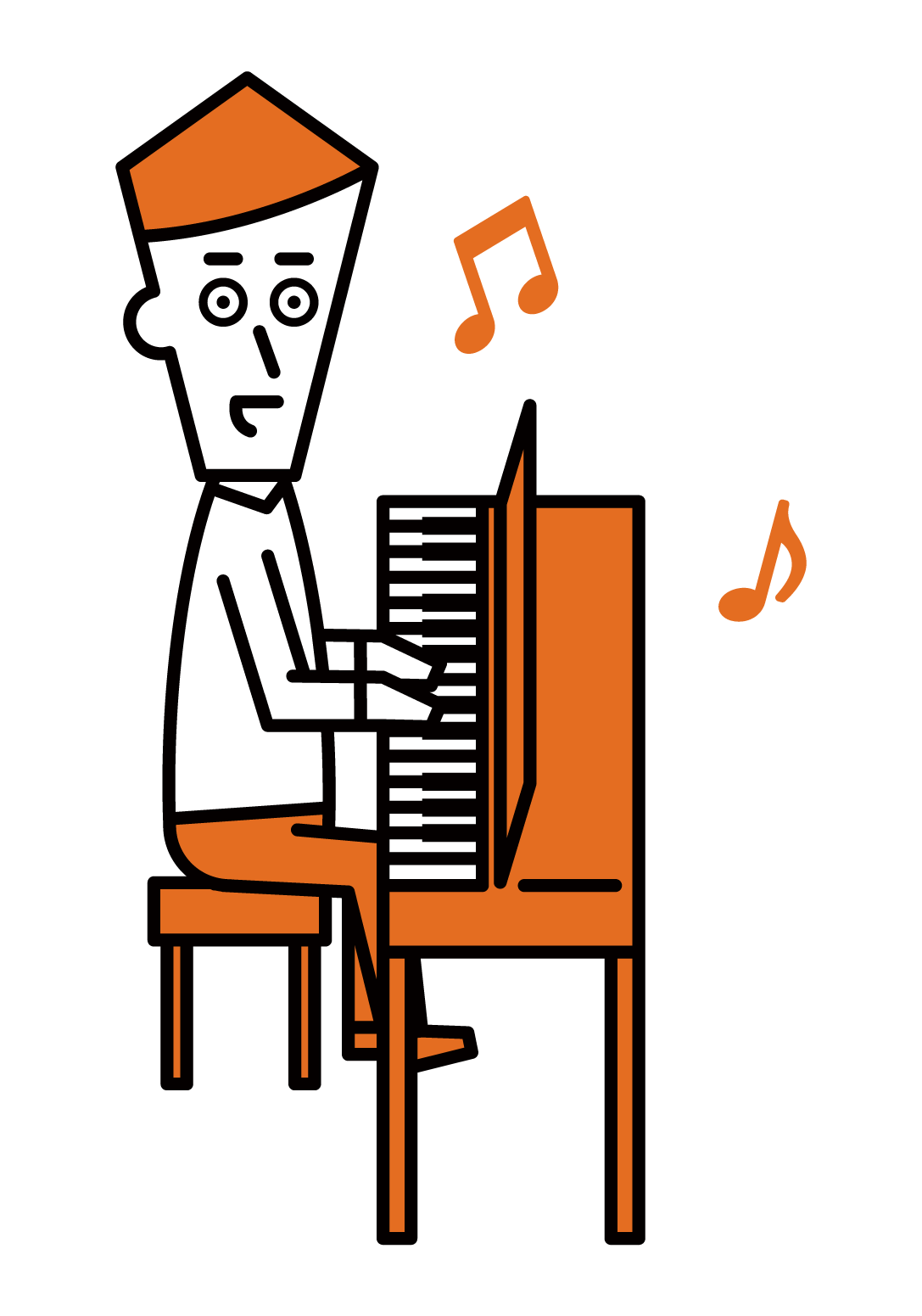 전자 피아노를 연주하는 남자의 그림