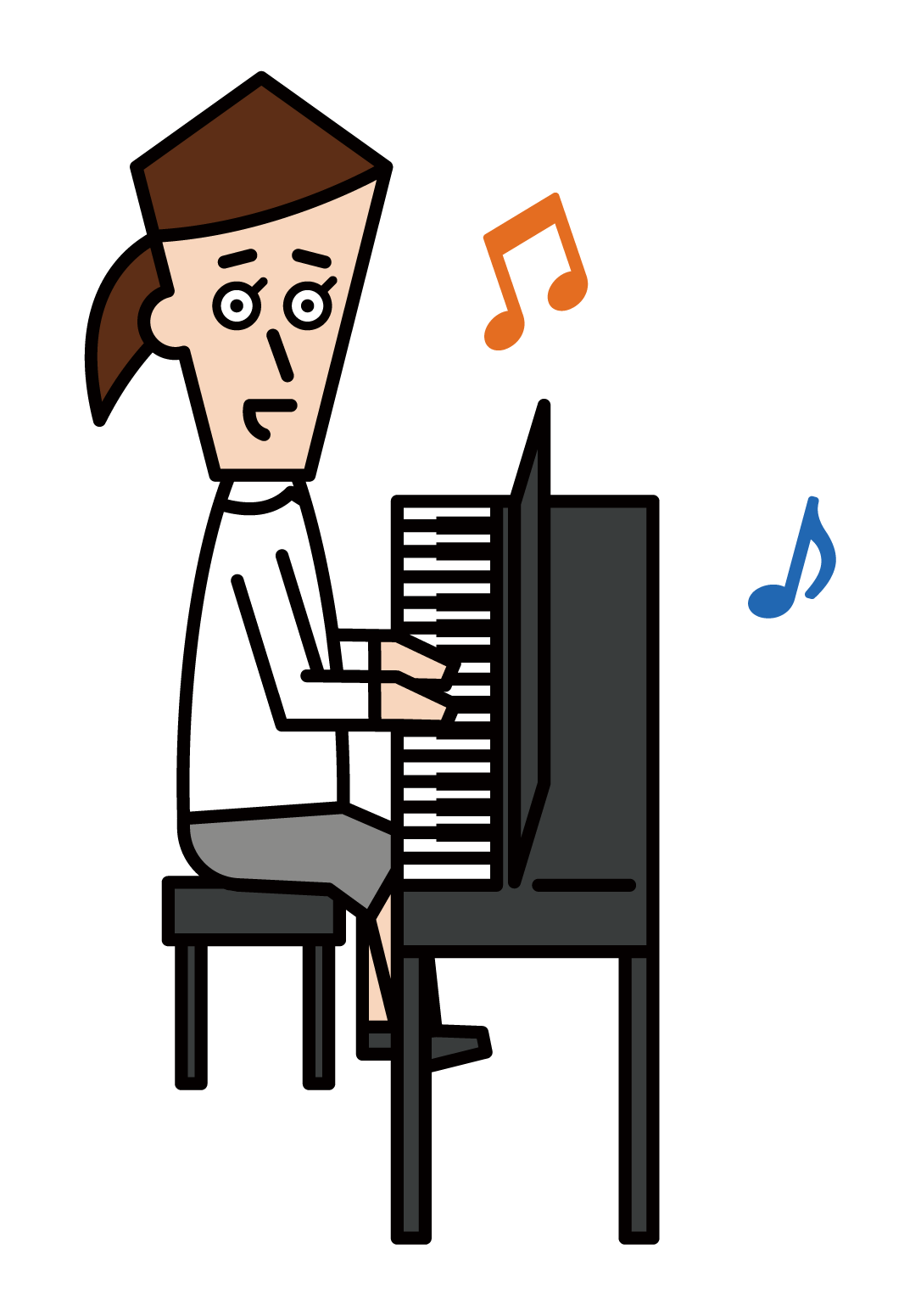 演奏電子鋼琴的人（女性）的插圖