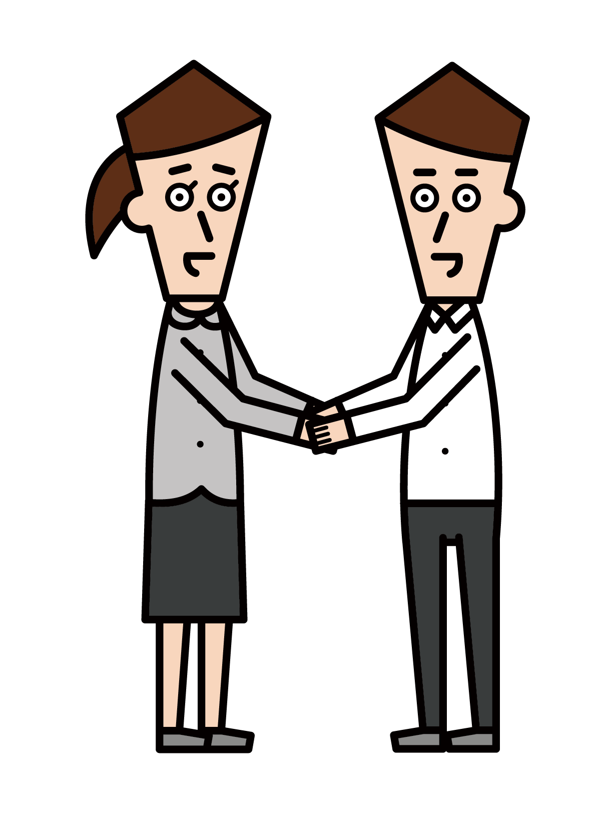 Illustration of a man and a woman shaking hands