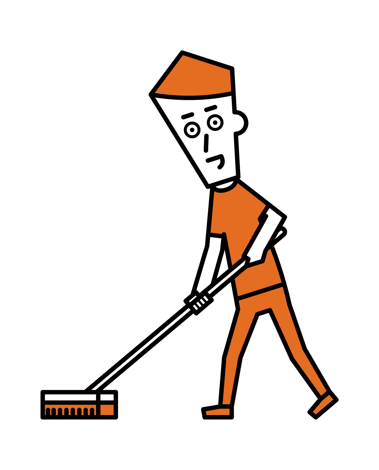 Illustration of a man cleaning with a brush
