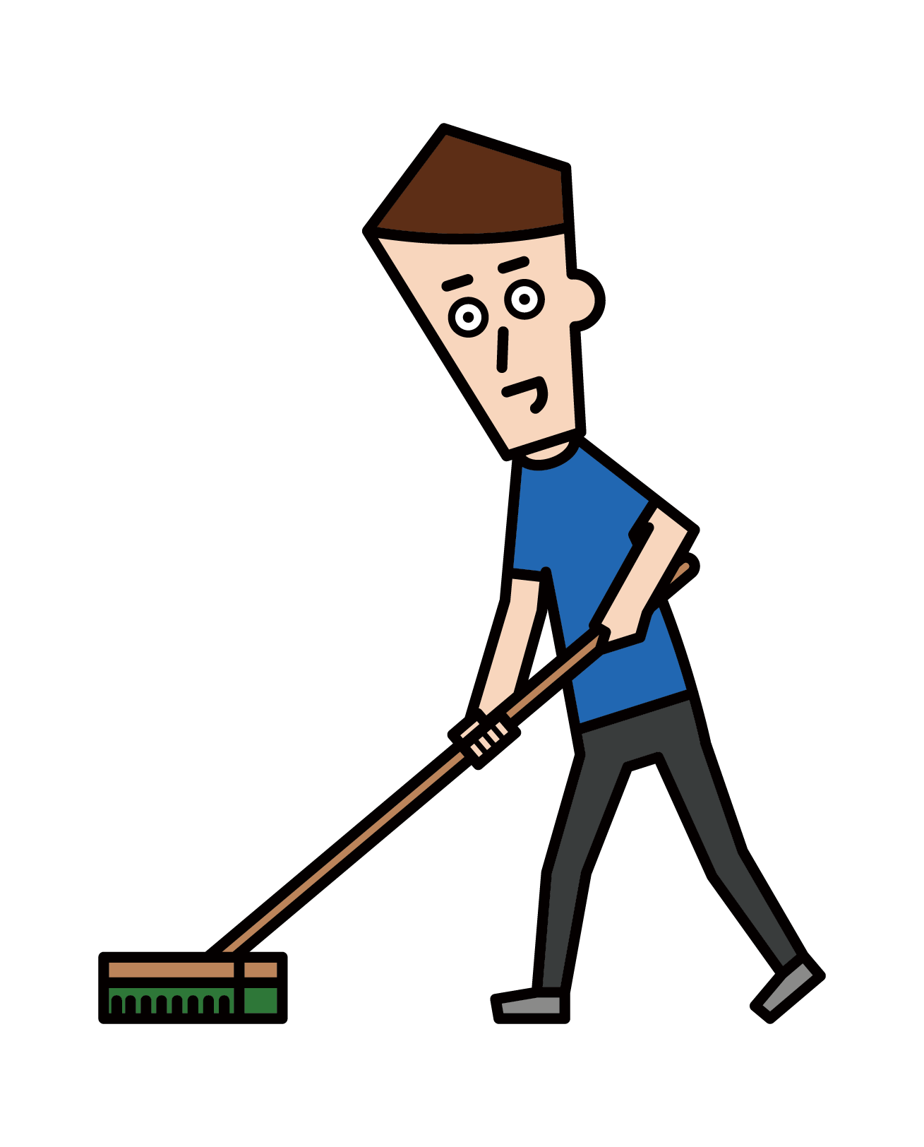 Illustration of a man cleaning with a brush