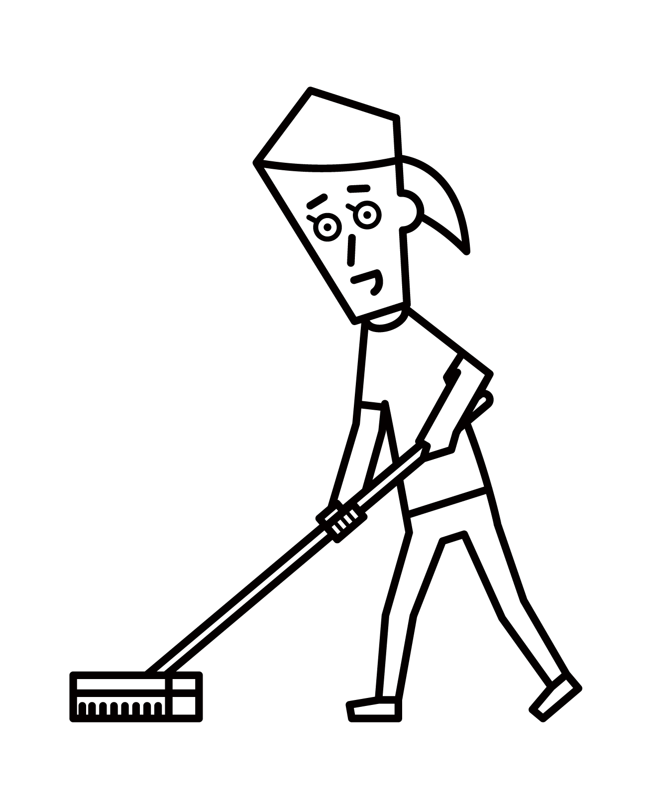 Illustration of a woman cleaning with a brush