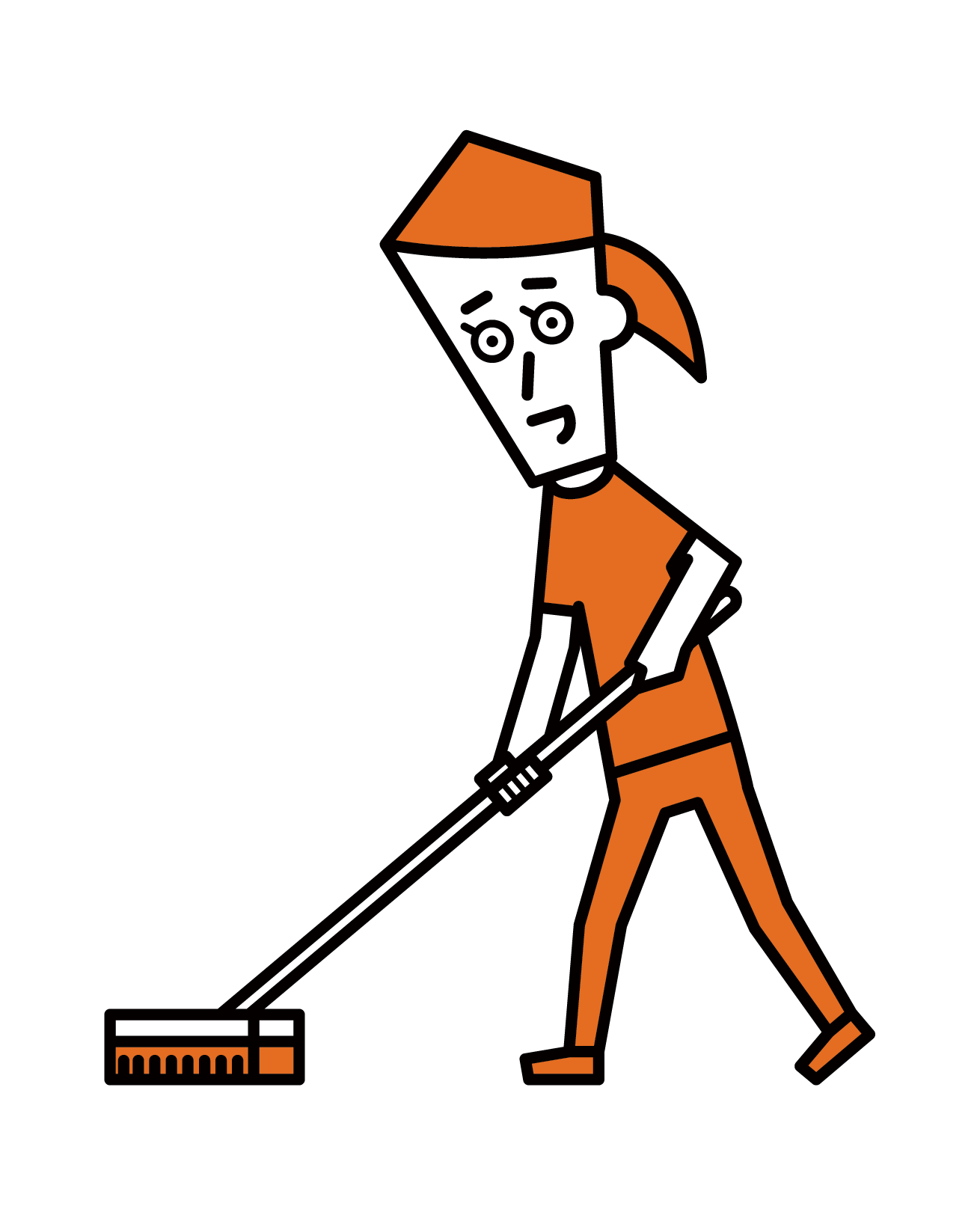 Illustration of a woman cleaning with a brush