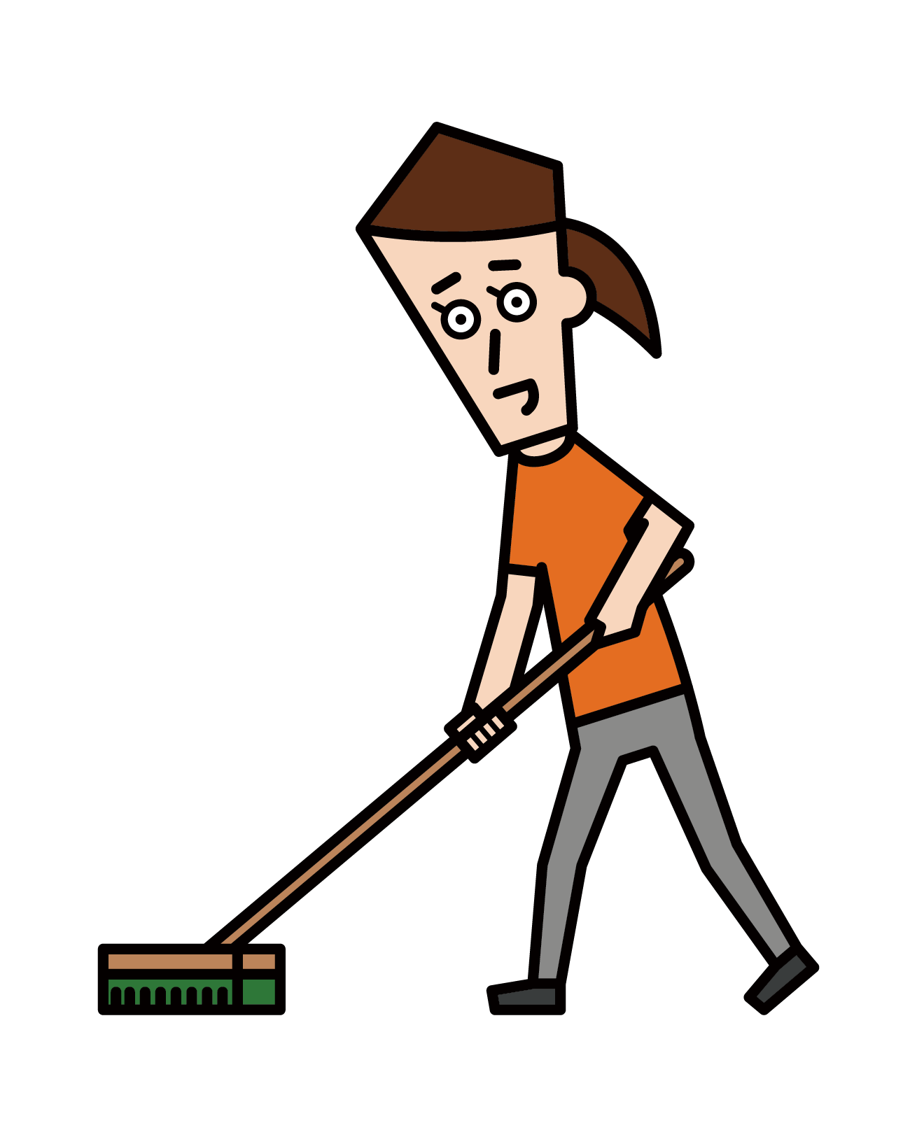 Illustration of a woman cleaning with a brush