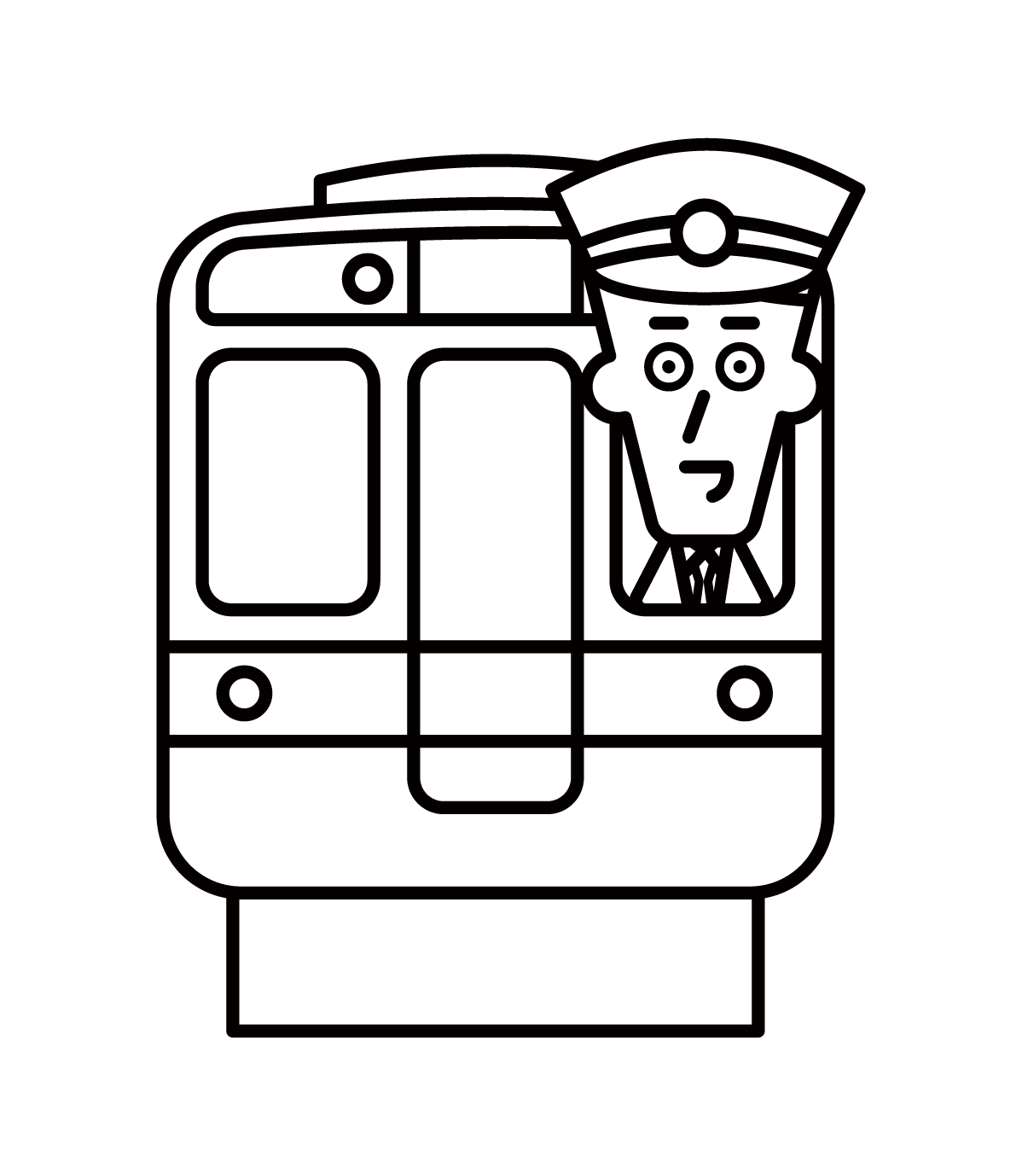Illustration of train conductor and driver (male)