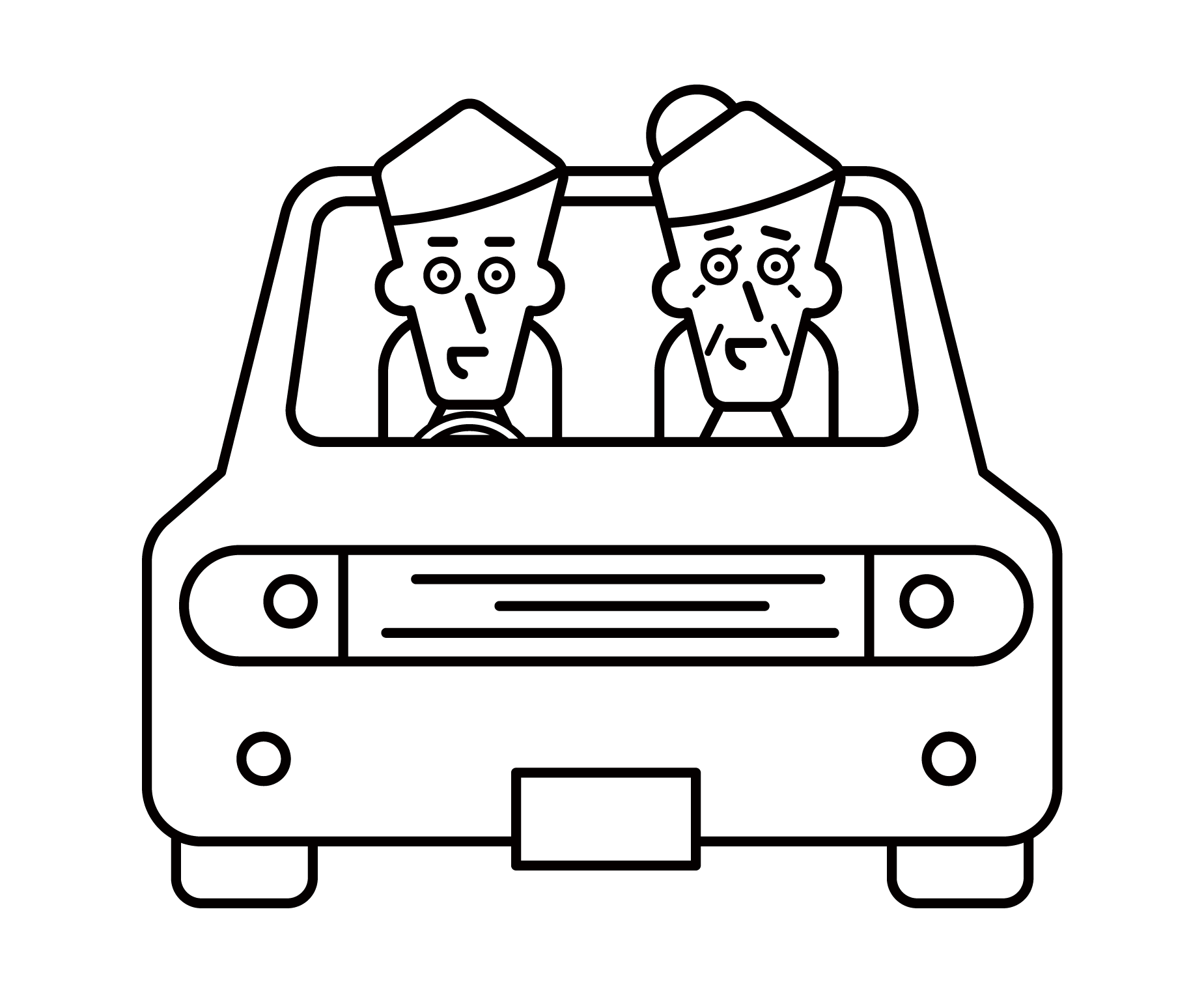 Illustration of a family riding a car