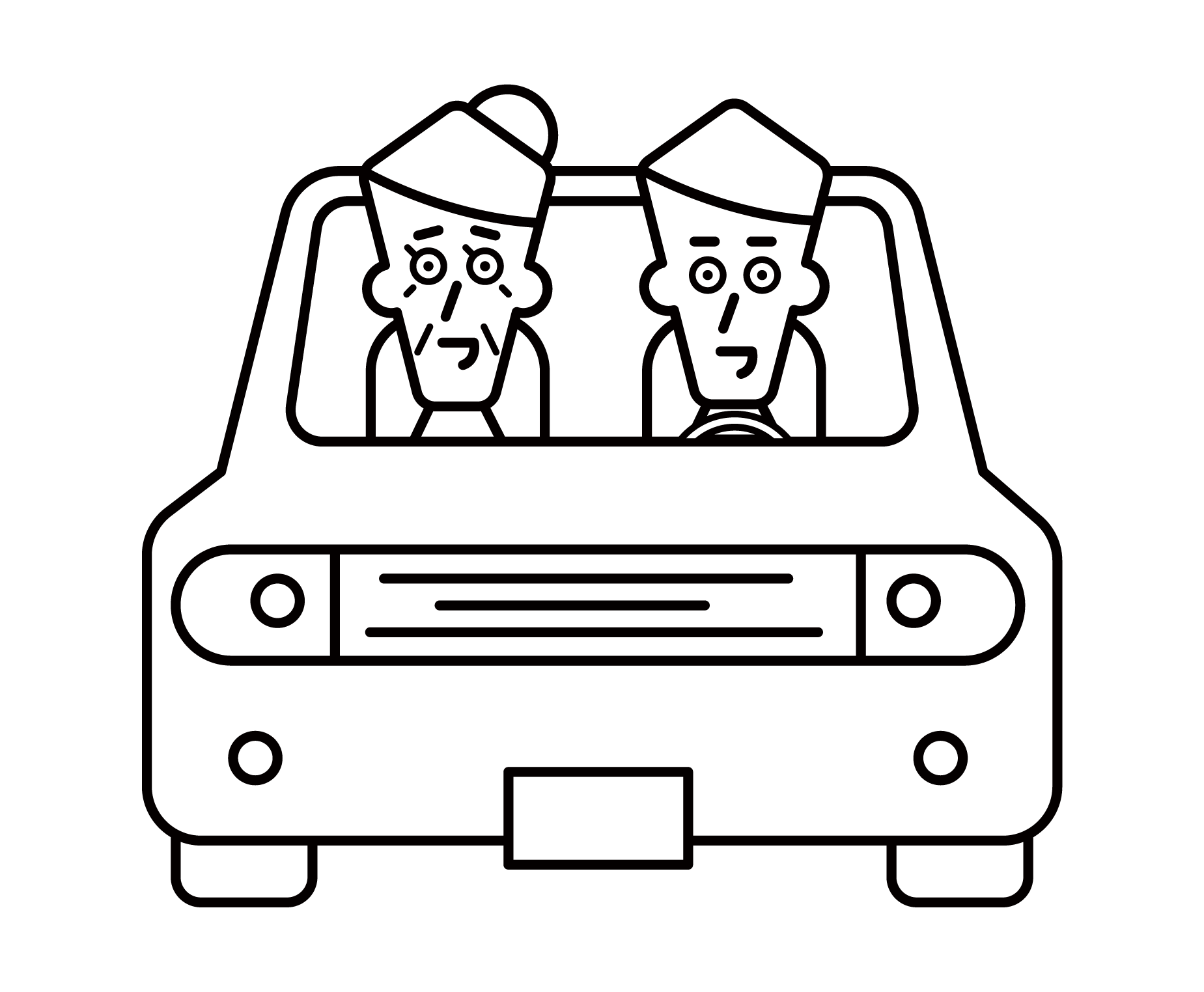 Illustration of a family riding a car