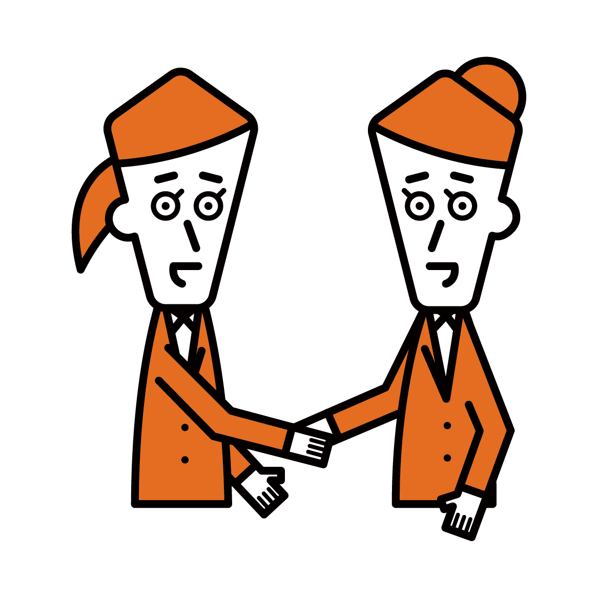 Illustration of a person shaking hands and trusting relationship (female)