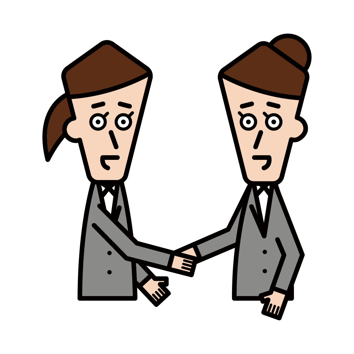 Illustration of a person shaking hands and trusting relationship (female)