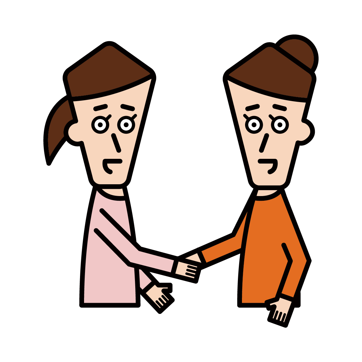 Illustration of a person shaking hands and trusting relationship (female)
