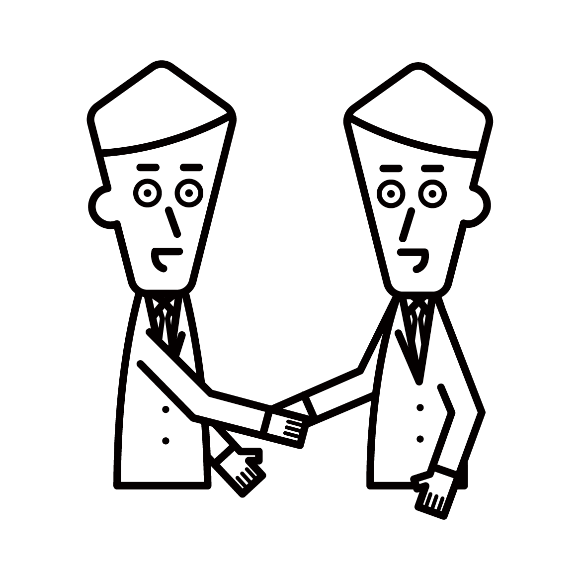 Illustration of a person shaking hands and trusting relationship (male)