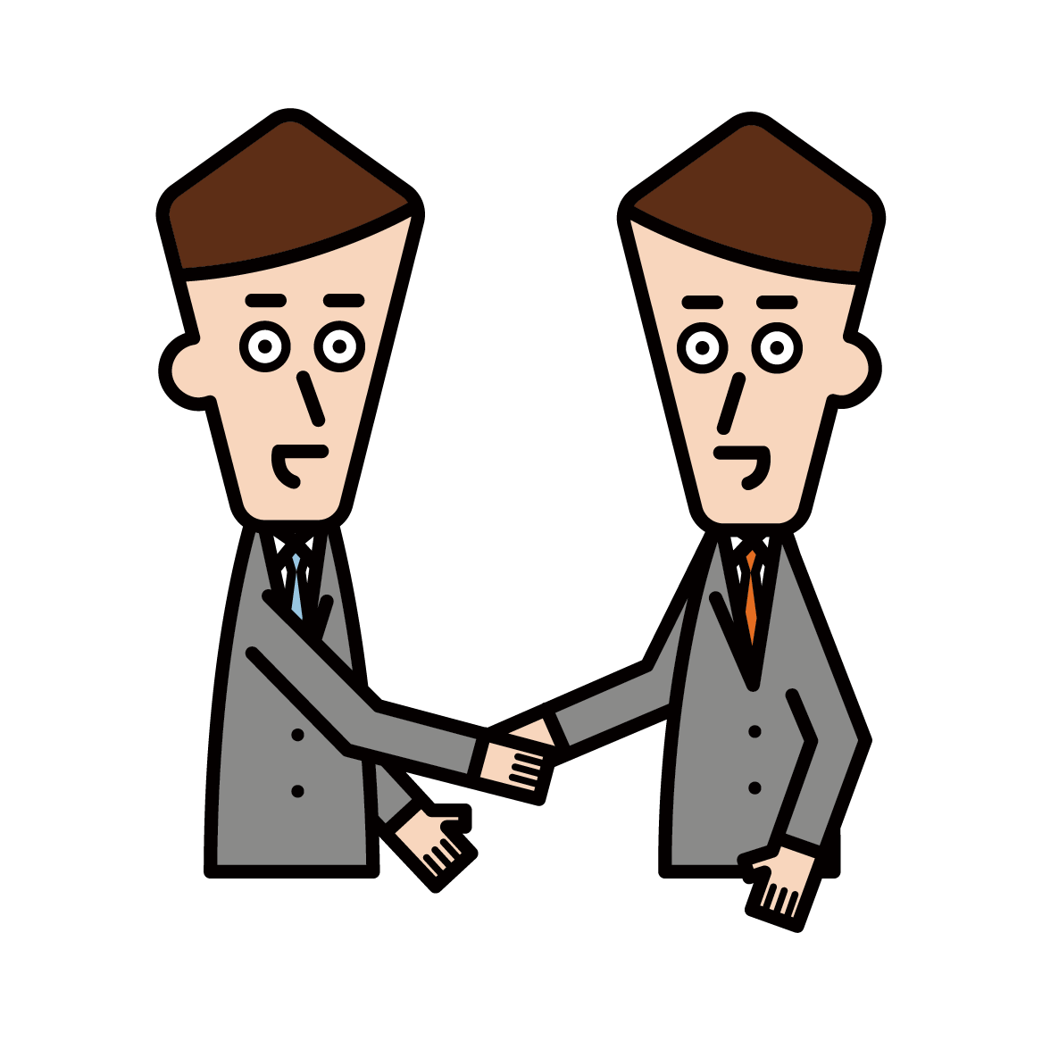 Illustration of a person shaking hands and trusting relationship (male)