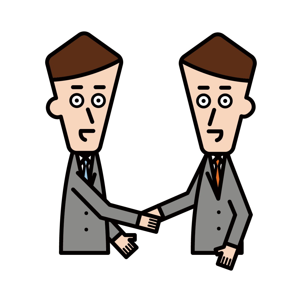 Illustration of a person shaking hands and trusting relationship (female)