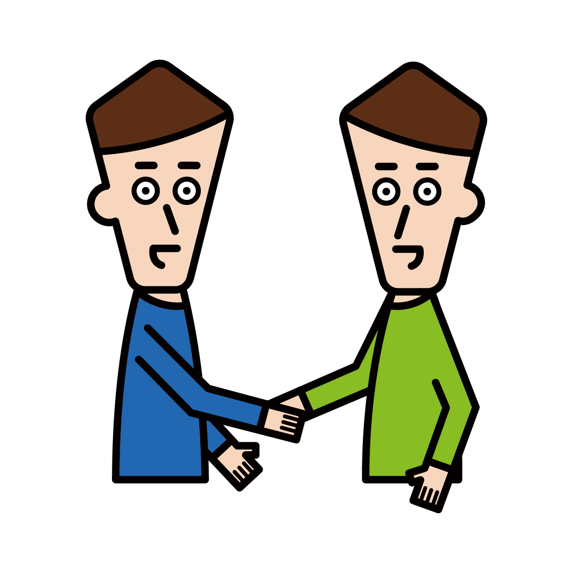 Illustration of a person shaking hands and trusting relationship (male)