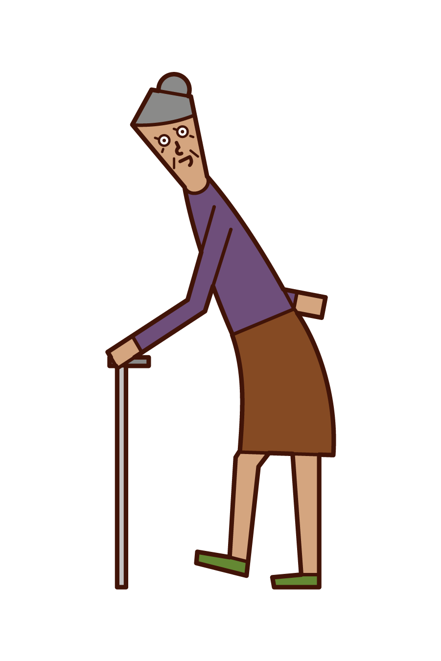 지팡이를 들고 걷는 사람(할머니)의 그림