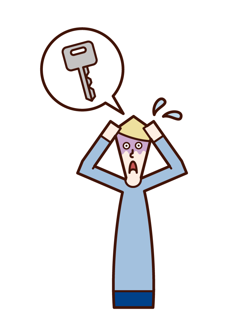 Illustration of a person (man) who is impatient with no key