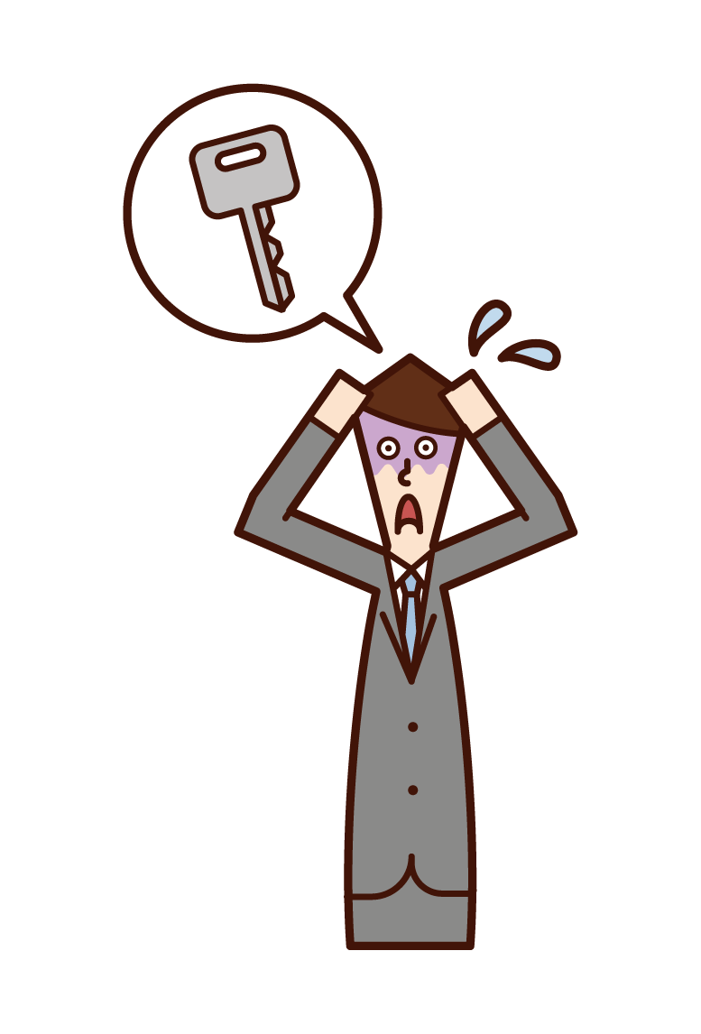 Illustration of a person (man) who is impatient with no key