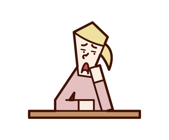 Illustration of a person (woman) with a boring expression