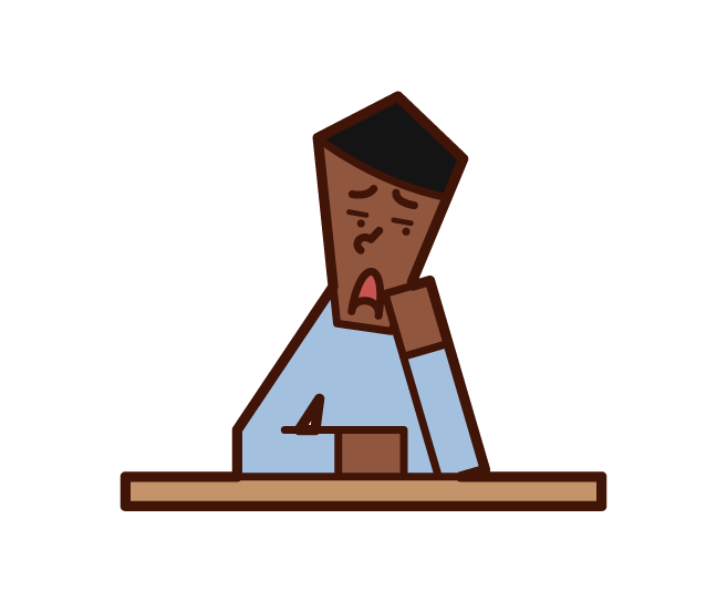 Illustration of a person (man) with a boring expression
