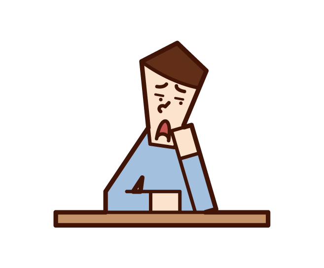 Illustration of a person (man) with a boring expression