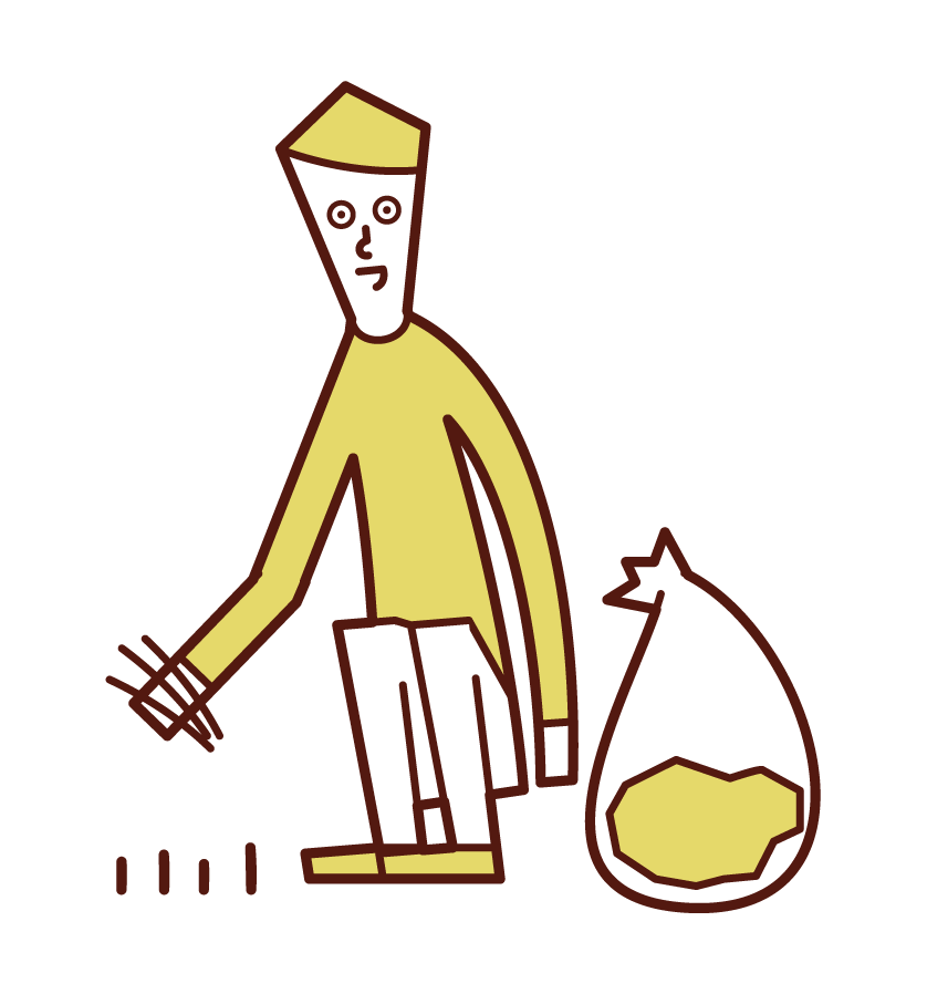 Illustration of a man who is weeding