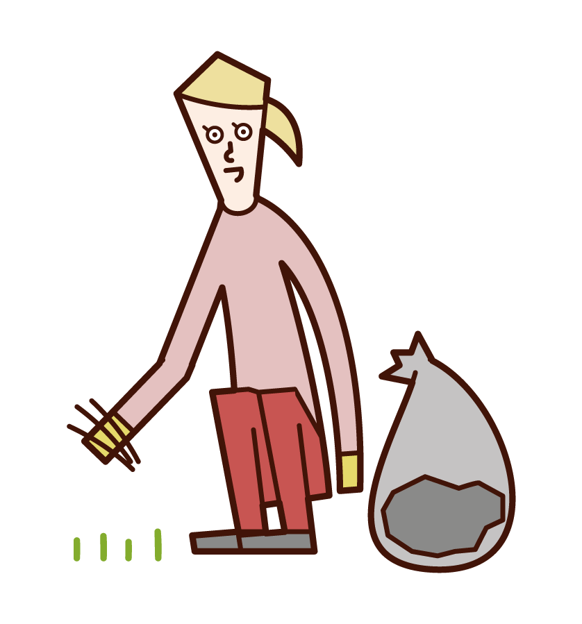 Illustration of a woman who is weeding