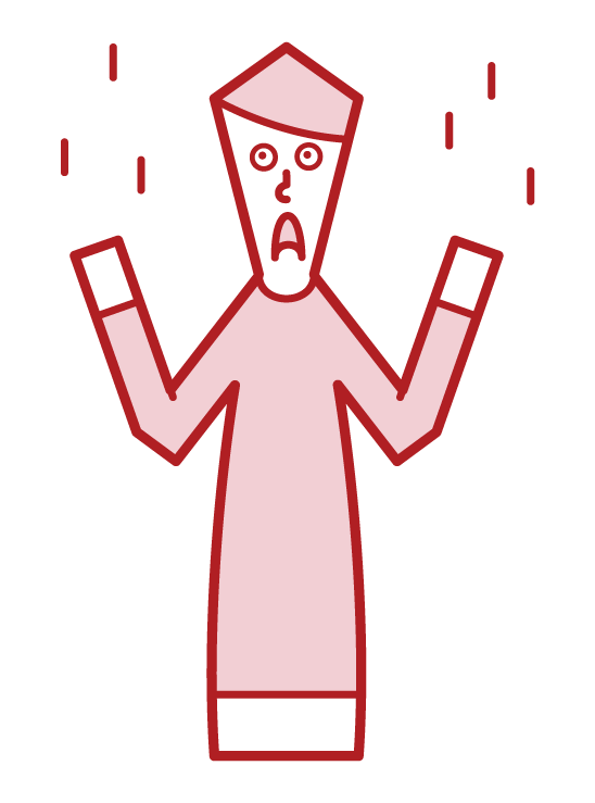 Illustration of a man who notices that it is raining