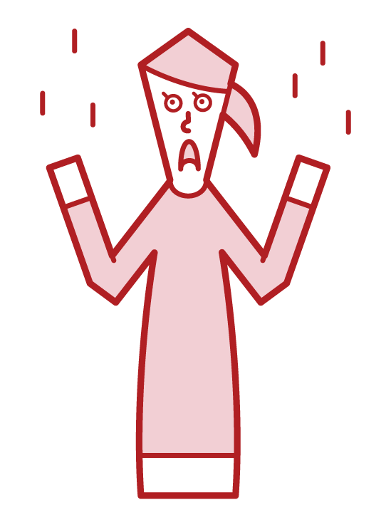 Illustration of a woman who notices that it is raining
